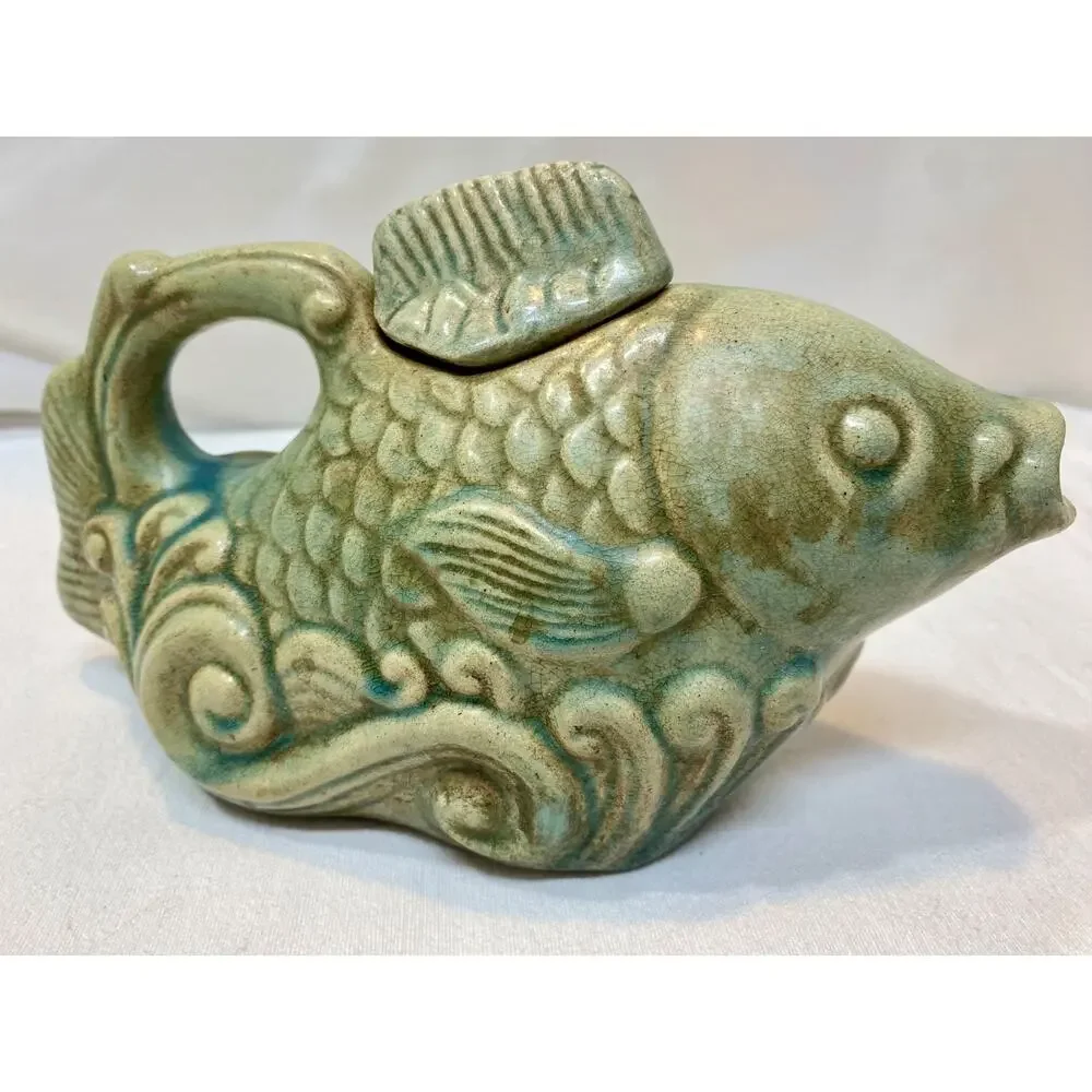 Andrea by Sadek Fish Teapot Vessel Celadon Mint Green
